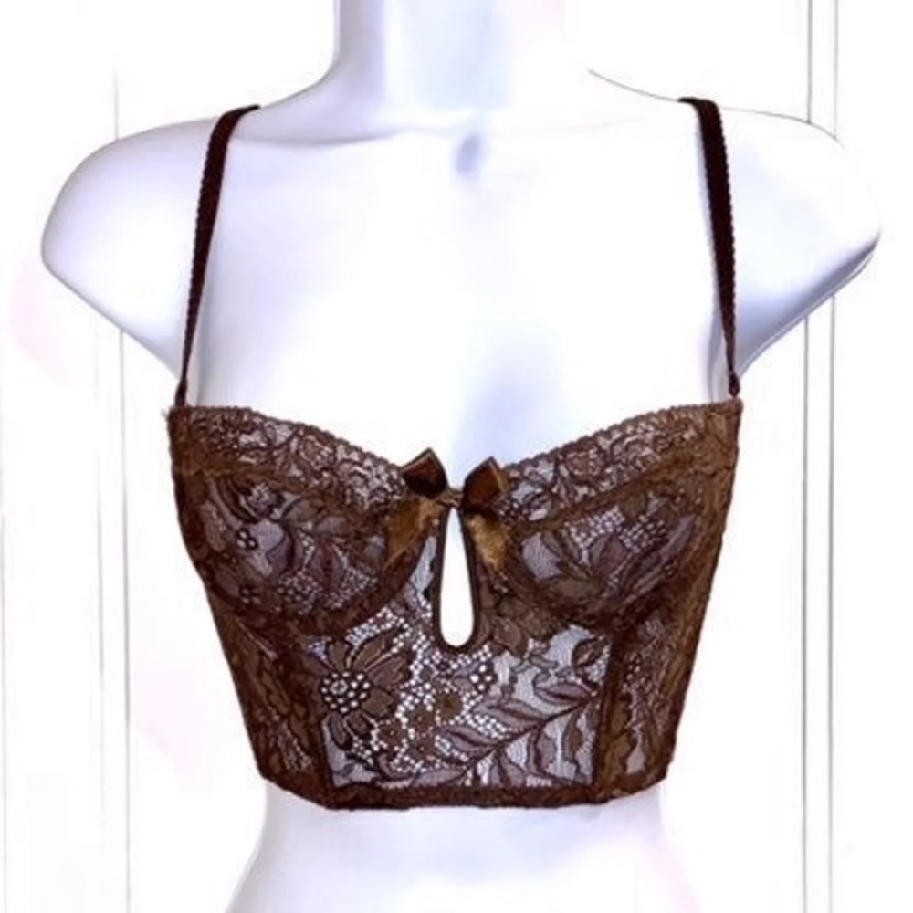 VINTAGE! CHRISTIAN DIOR SHEER LACE BUSTIER CORSET MADE IN FRANCE NWOT